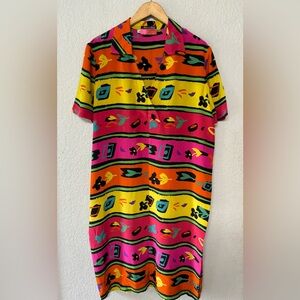 Vintage Ungaro Solo Donna Dress Abstract Colorful Floral Silk Summer Flowy Dress